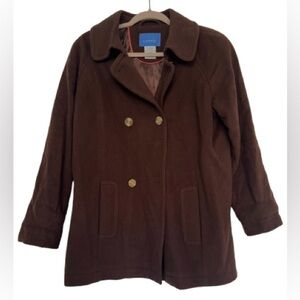 Perfect by Carson Kressley Wool and Cashmere Blend Brown Pea Coat. Size L